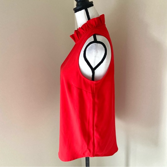 J Crew Red Ruffle Neck Sleeveless Blouse Size S - Picture 6 of 8